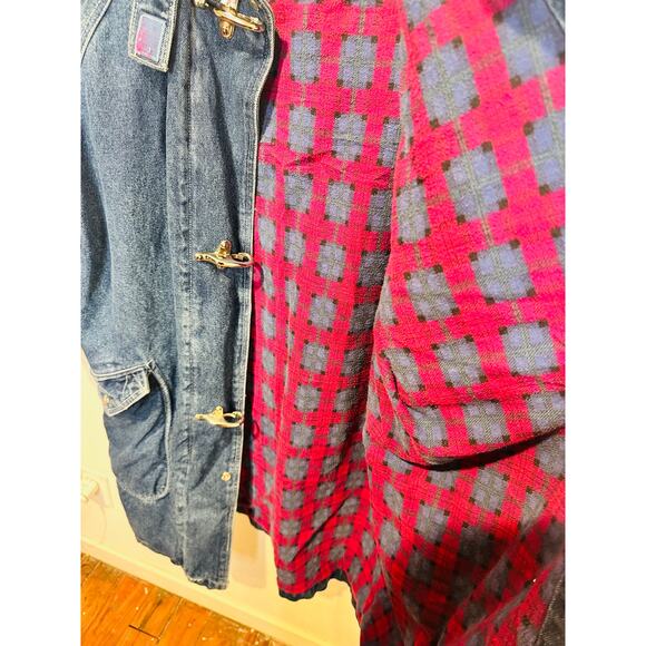 Vintage CURRENT SEEN Women’s Blue Denim Zip Chore Jean Barn Jacket Shacket sz L - Picture 8 of 13